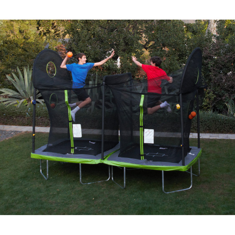 TruJump Battle Ball 12 Rectangle Trampoline with Safety Enclosure